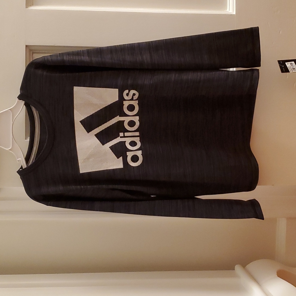 NWT Adidas dark gray/black long-sleeve Dri-fit Climalite t-shirt